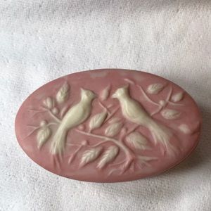 Pink Soap Stone Trinket Box with Bird Design